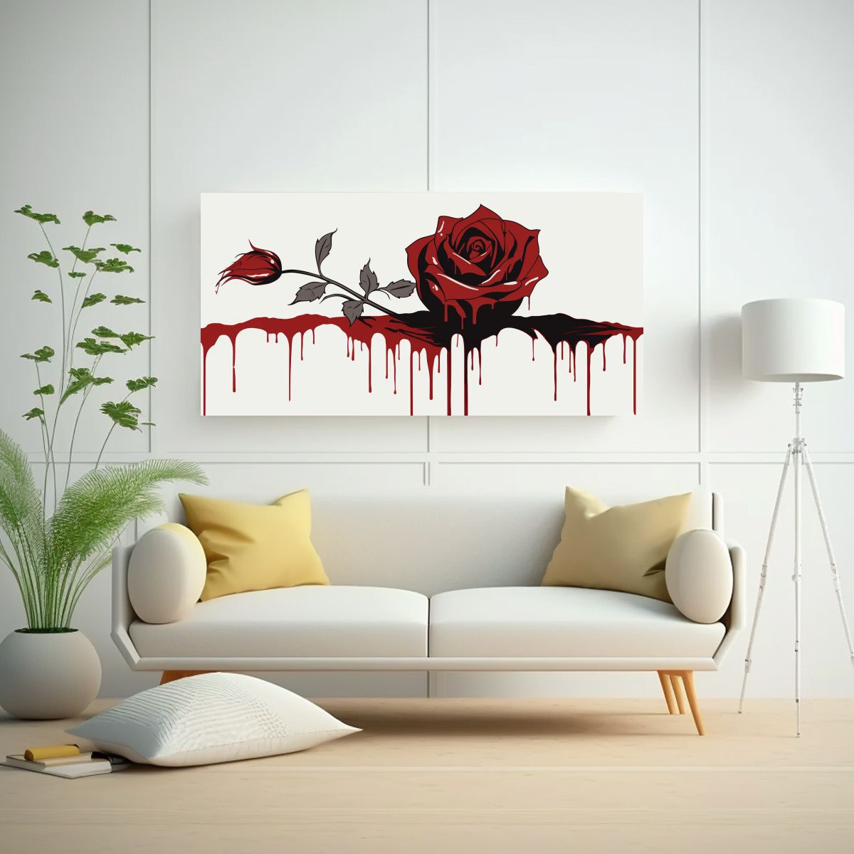 GENERICO - Cuadro De Fotografía Urbana Con Rosa Sangrando 60x30 Cm