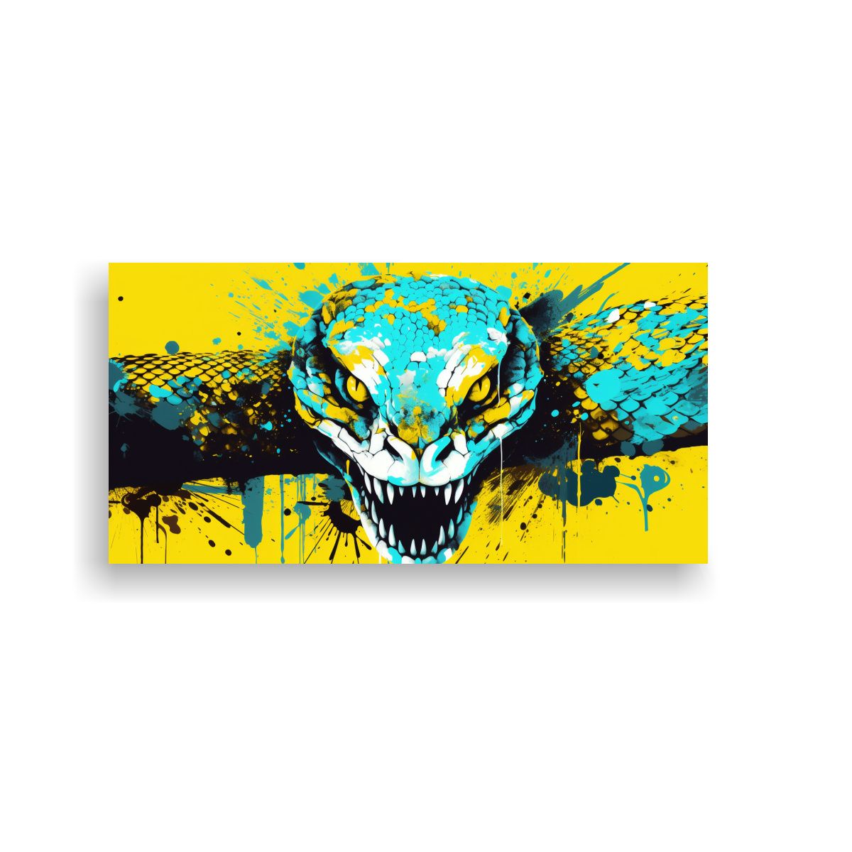 GENERICO - Cuadro Moderno Serpiente De Cascabel En Amarillo 80x40 Cm