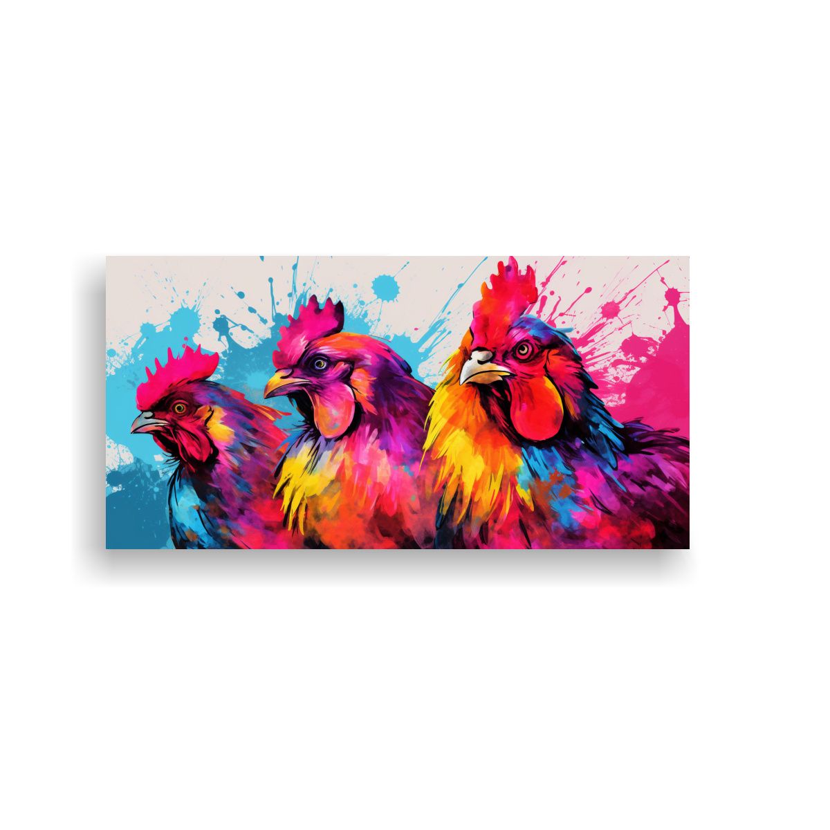 GENERICO - Pinturas De Gallinas Y Gallos En Colores 80x40 Cm
