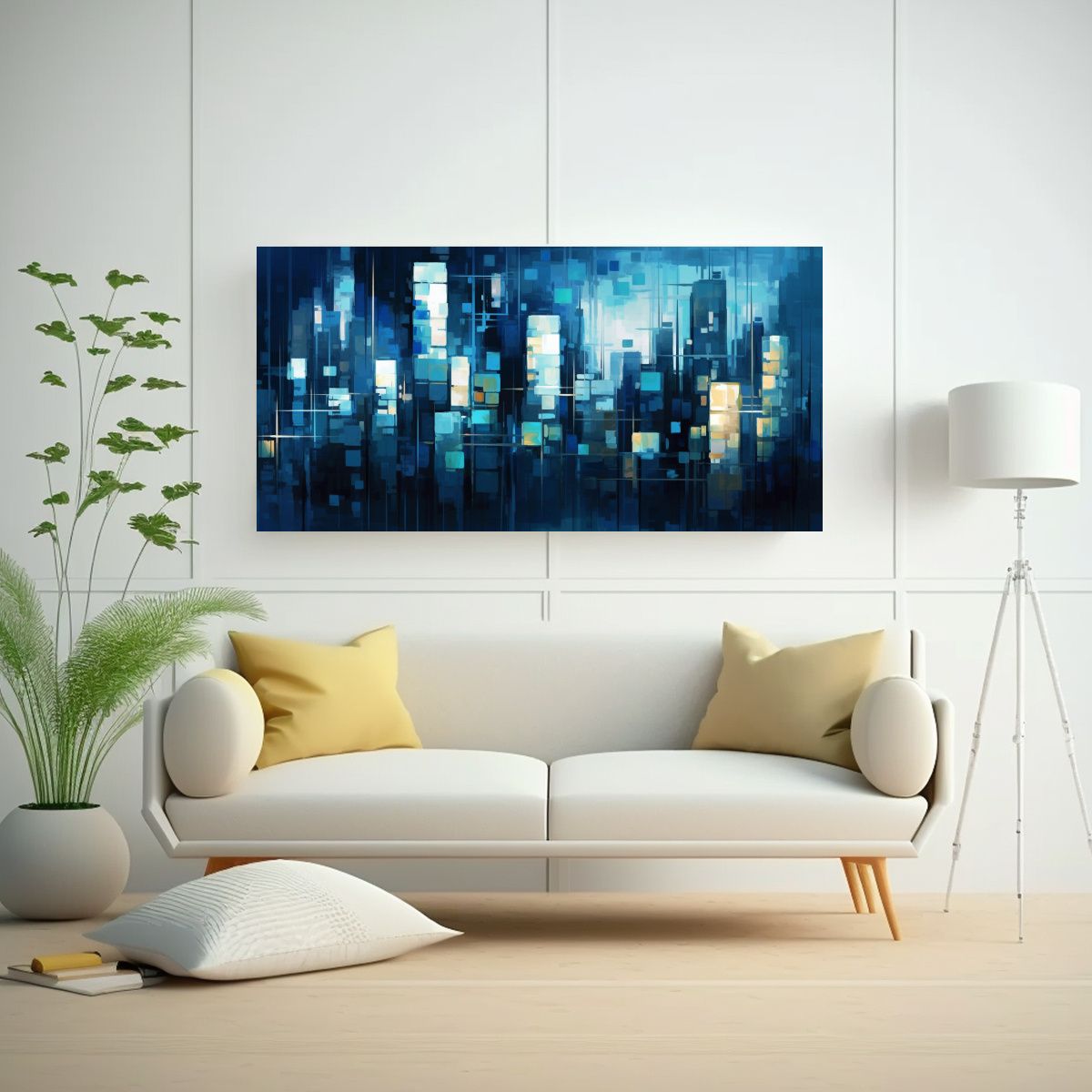 GENERICO - Pinturas Decorativas De Ciudad Nocturna Azul Y 60x30 Cm