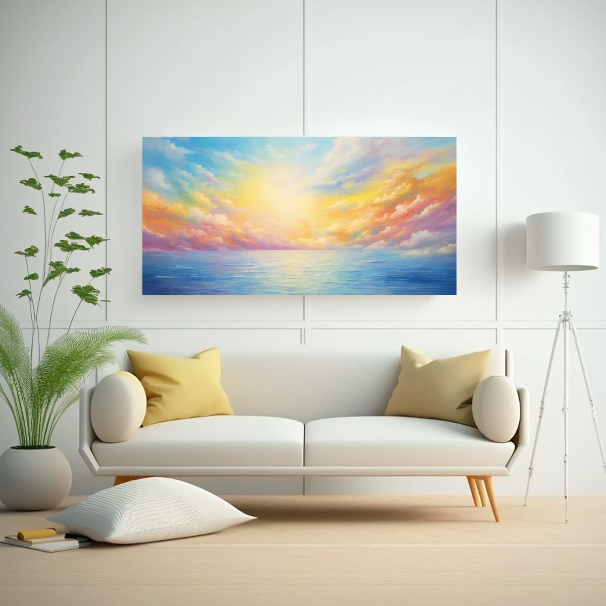 GENERICO - Pintura Abstracta De Profundidad Mar Y Cielo Con 60x30 Cm
