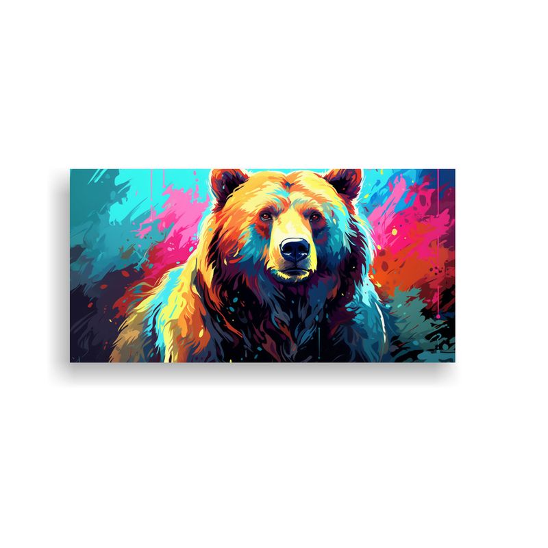 GENERICO - Cuadro Moderno Salón Oso Grizzly En Colores 60x30 Cm