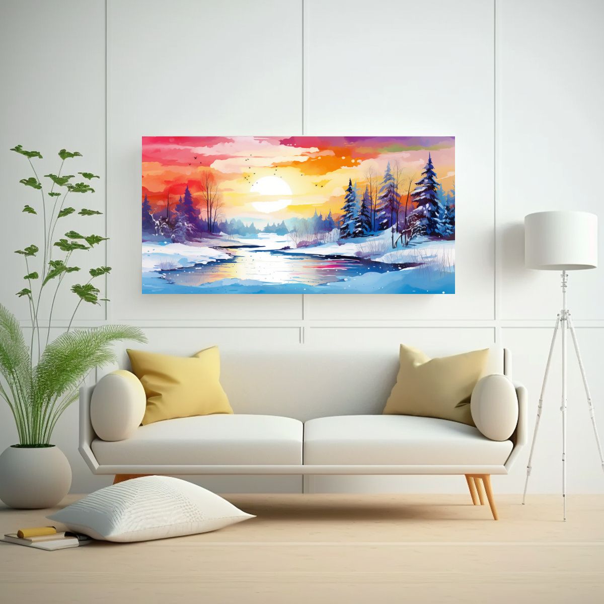 GENERICO - Paisaje Invernal De Temporada Con Colores 80x40 Cm