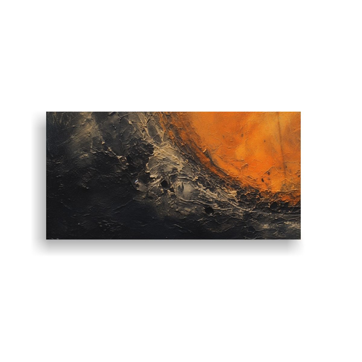 GENERICO - Cuadro Abstracto Negro Y Naranja Con Gama De 100x50 Cm