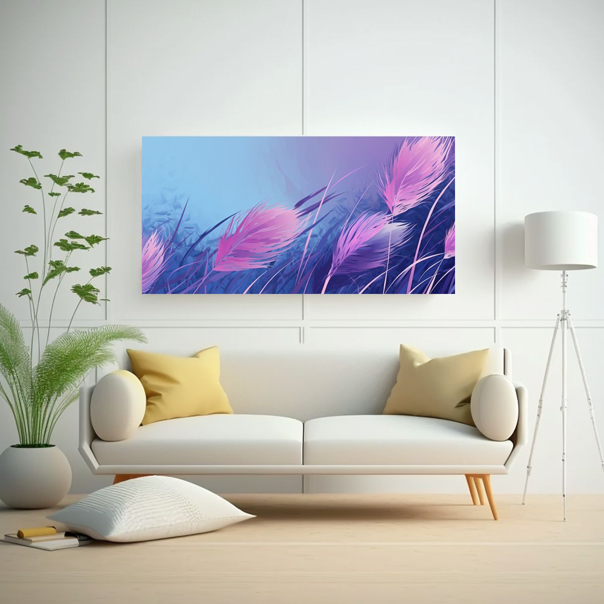 GENERICO - Pinturas Decorativas Pampas Grass En Tonos 80x40 Cm