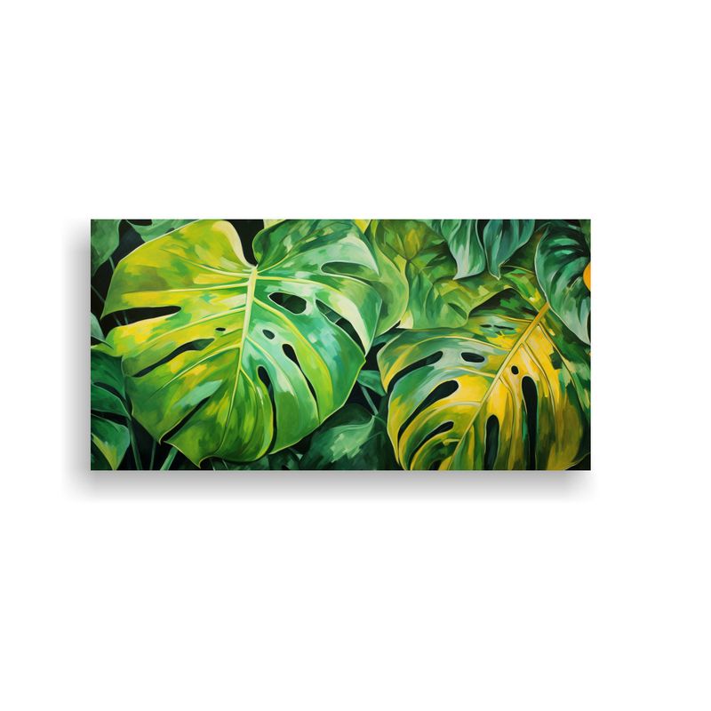 GENERICO - Pintura Abstracta De Hojas De Monstera De Alta 80x40 Cm