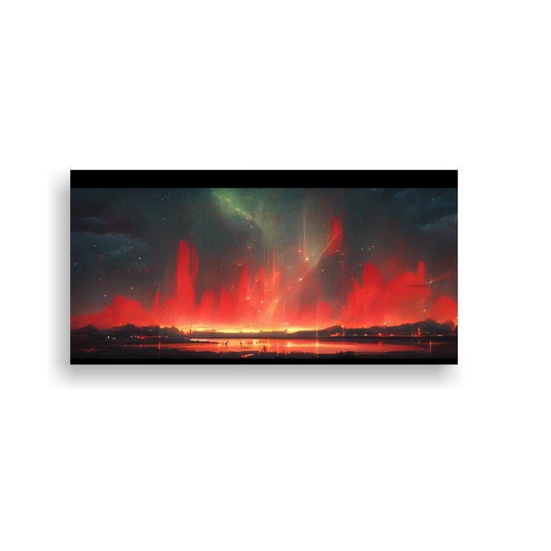 GENERICO - Pintura Abstracta De Auroras Boreales Con Colores 80x40 Cm