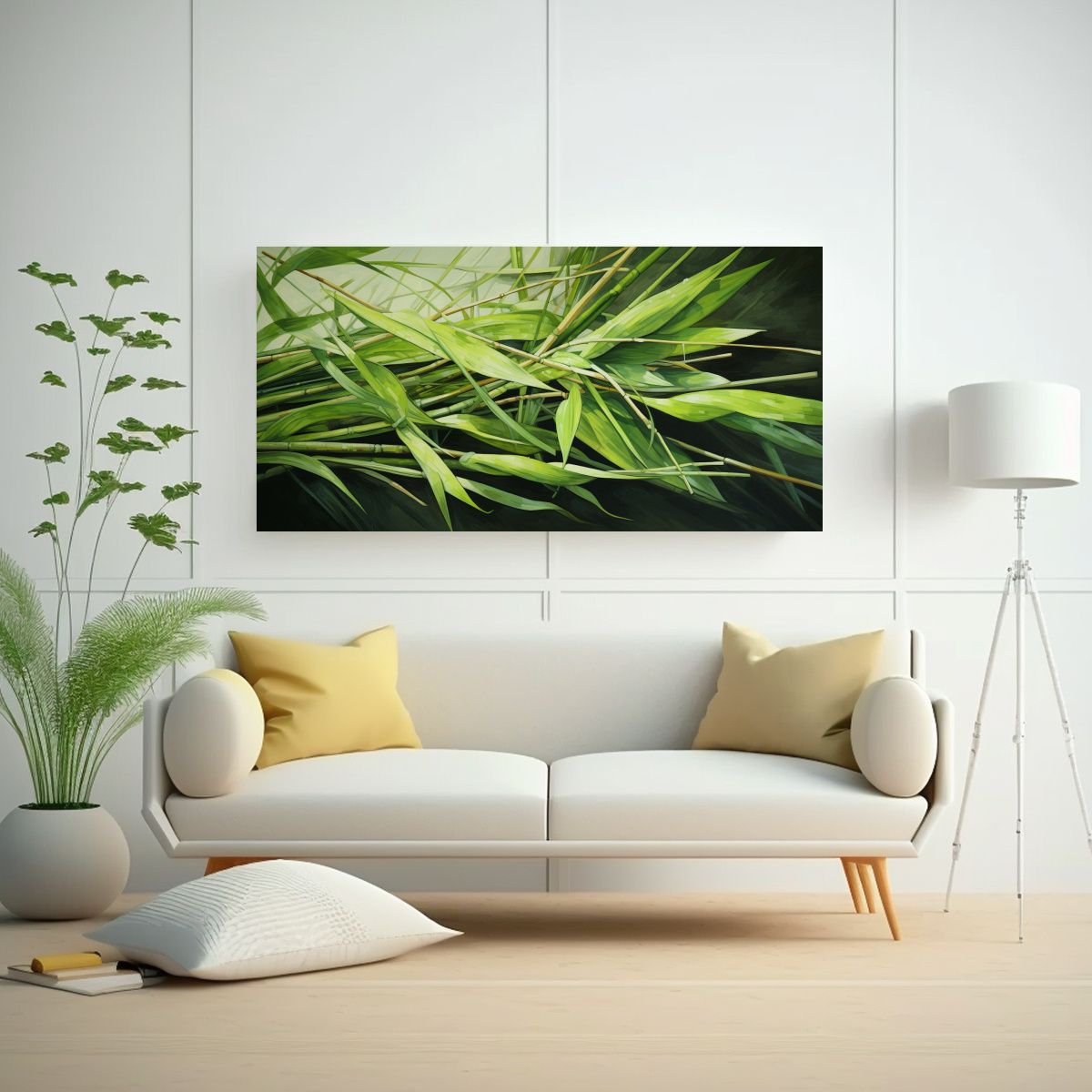 GENERICO - Pintura Abstracta Detallada De Hierbas Lemongrass 60x30 Cm