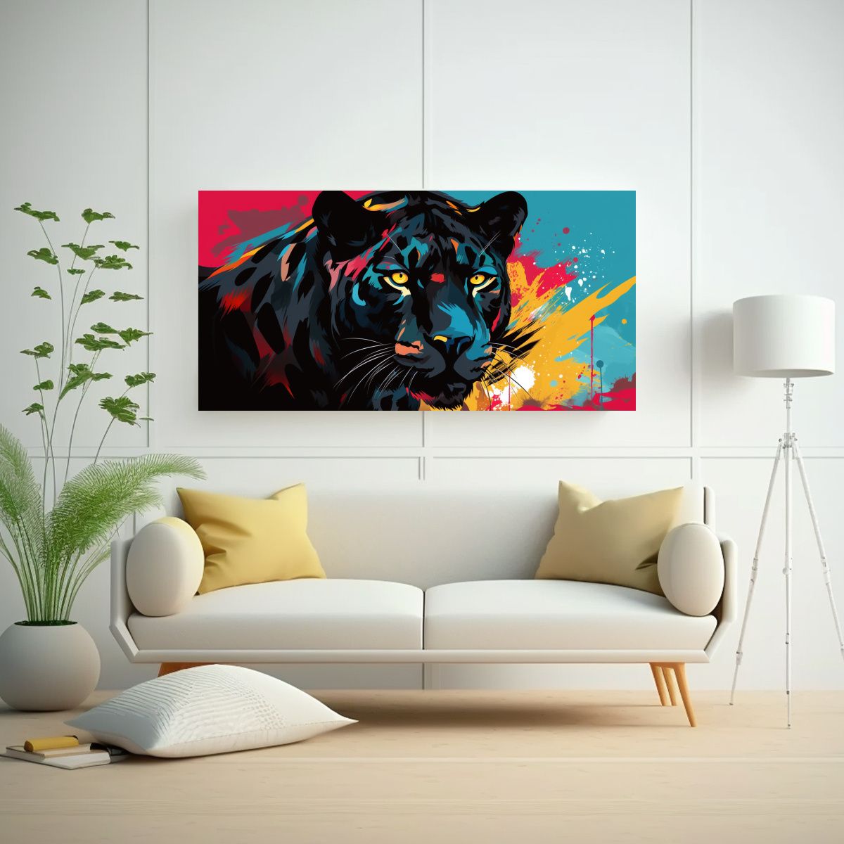 GENERICO - Cuadro Vintage Protagonizado Por Un Pantera En 80x40 Cm