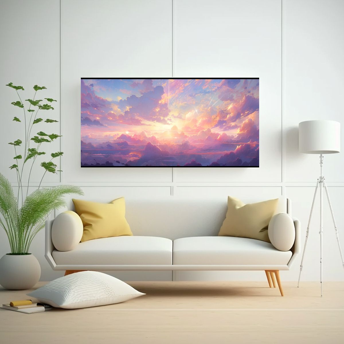 GENERICO - Cuadro Impreso Abstracto Reflejo De Cielo Mañana 80x40 Cm