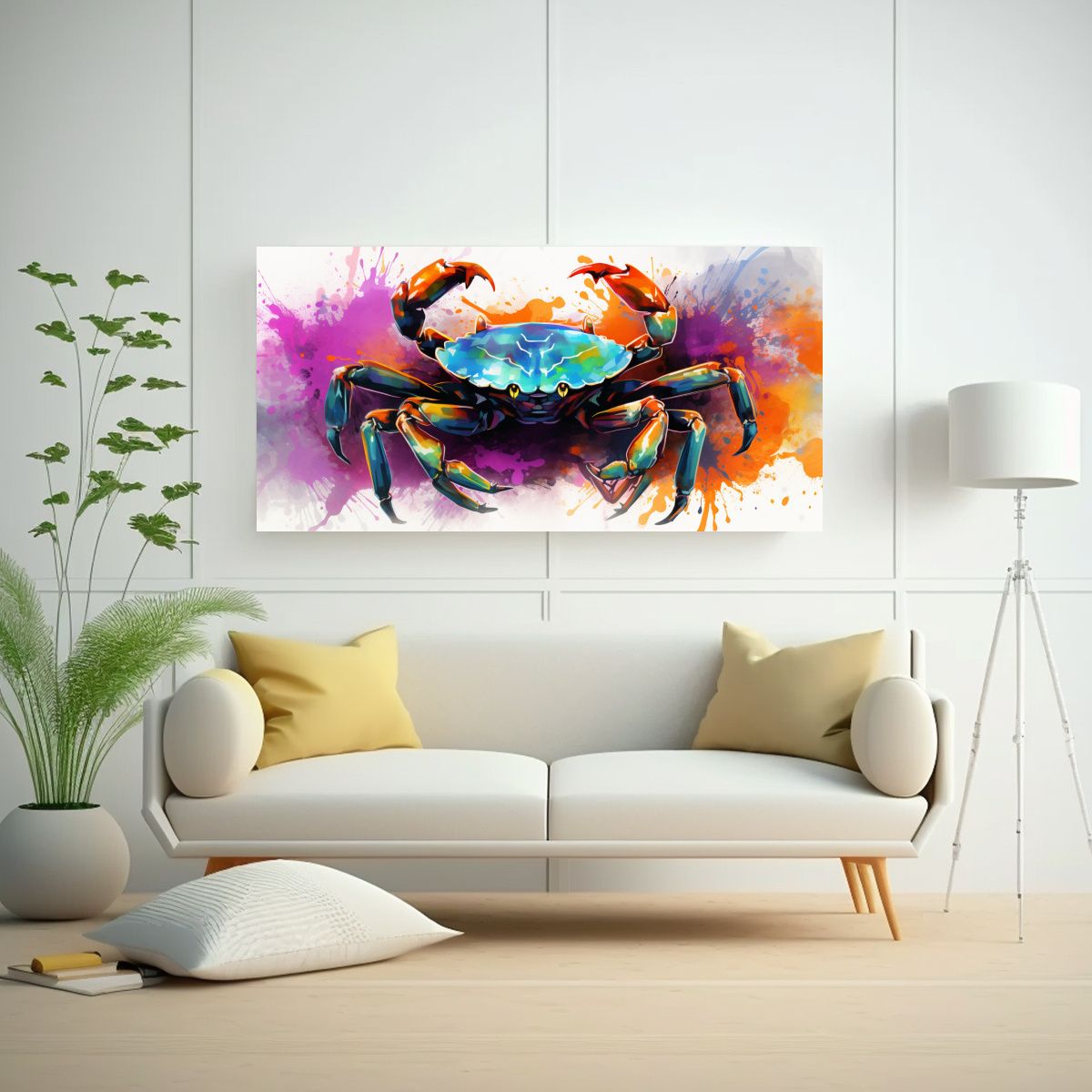GENERICO - Cuadro De Tela Líneas Brillantes Cangrejo En 100x50 Cm