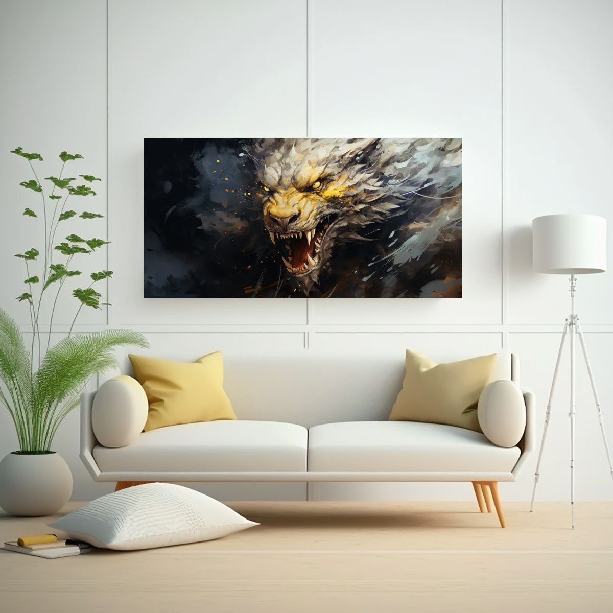 GENERICO - Lienzo Decorativo Majestuoso Dragón En Colores 100x50 Cm