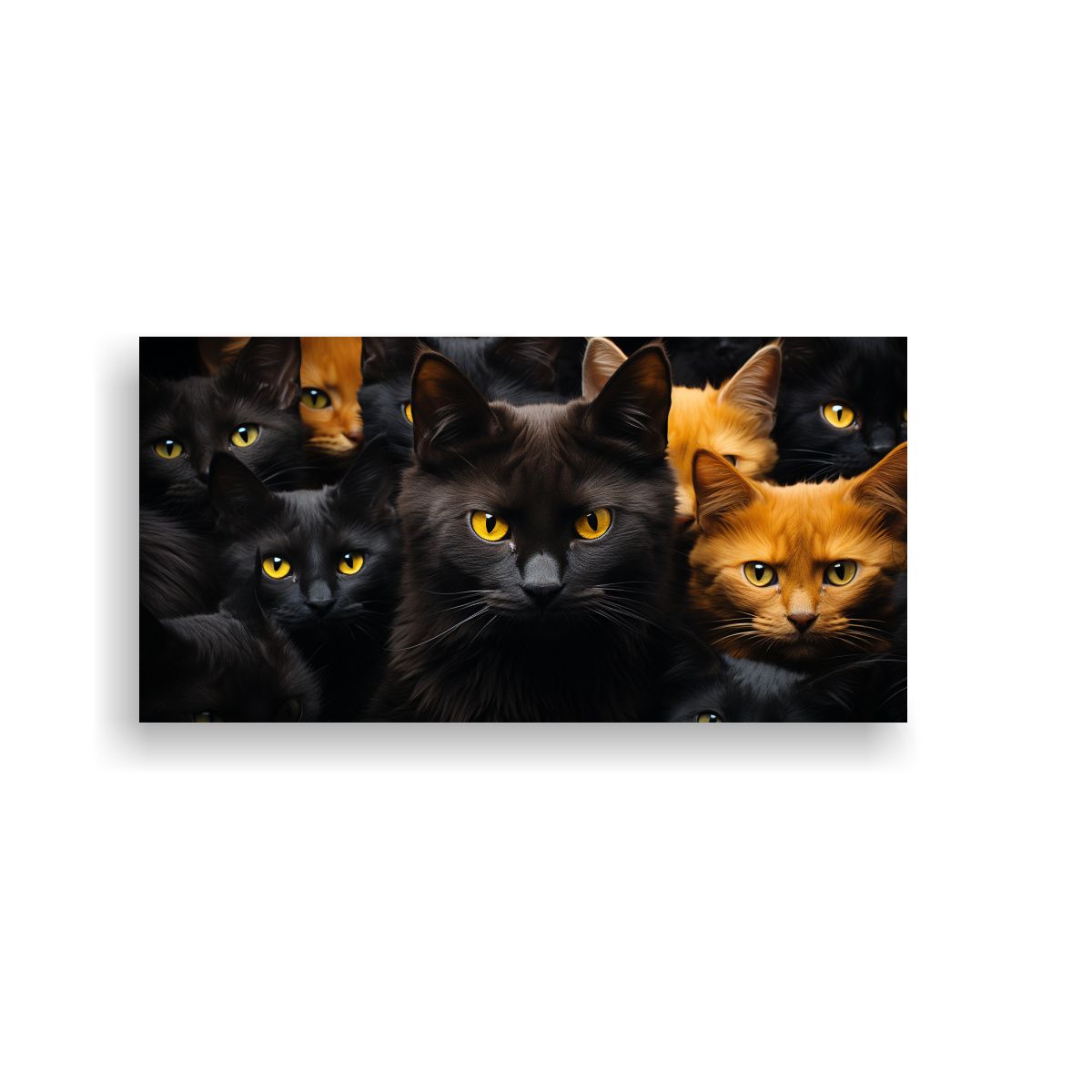 GENERICO - Cuadro Vintage Arte Gráfico De Gatos Negros Y 60x30 Cm