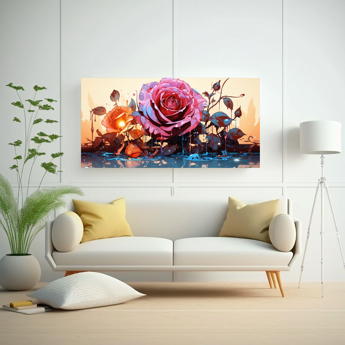 GENERICO - Pintura Decorativa Abstracto Época Con Gotas 60x30 Cm