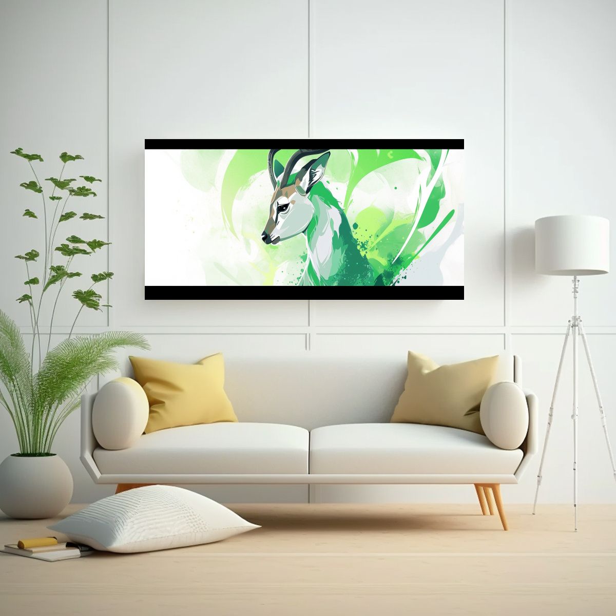 GENERICO - Pintura Decorativa Antílope En Tonos Pastel Y 80x40 Cm