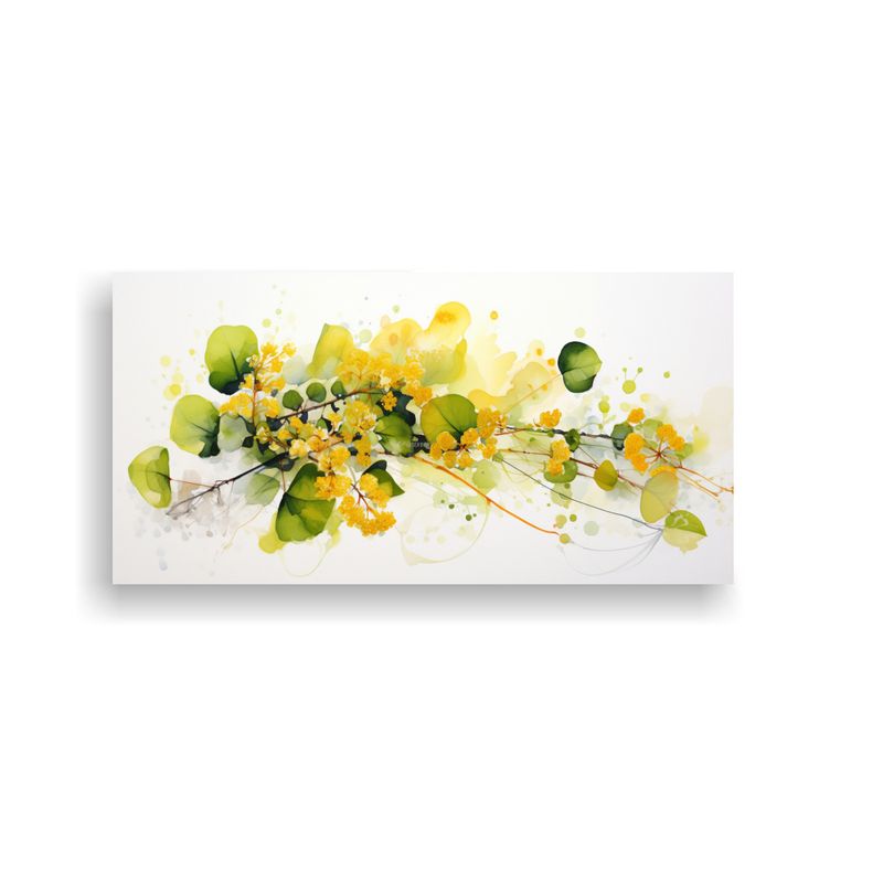 GENERICO - Pintura Abstracta Flores Amarillas Y Blancas Para 80x40 Cm