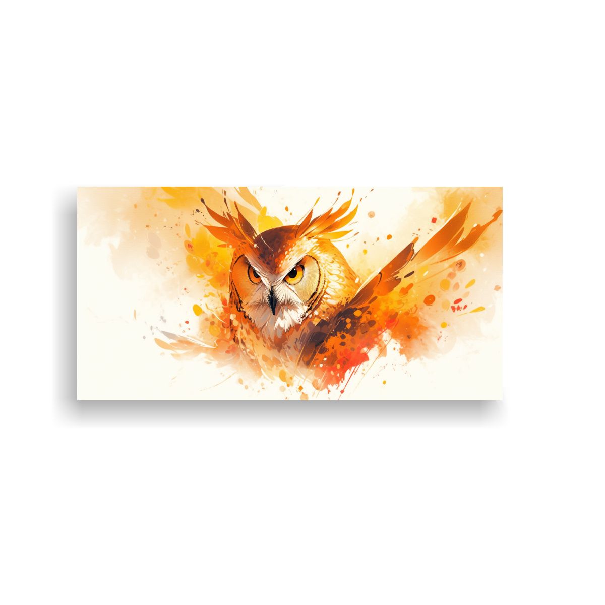 GENERICO - Lienzo Impreso Búho Amarillo Y Naranja Neo Pop 100x50 Cm
