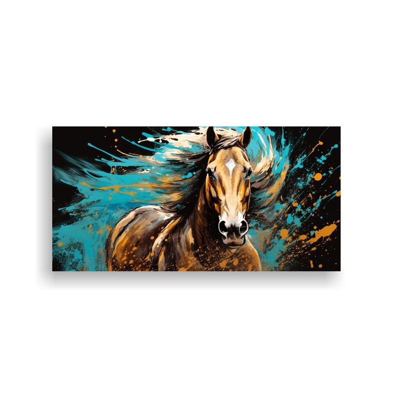 GENERICO - Cuadro Lienzo Tema Reflejo Caballo En Turquesa Y 100x50 Cm
