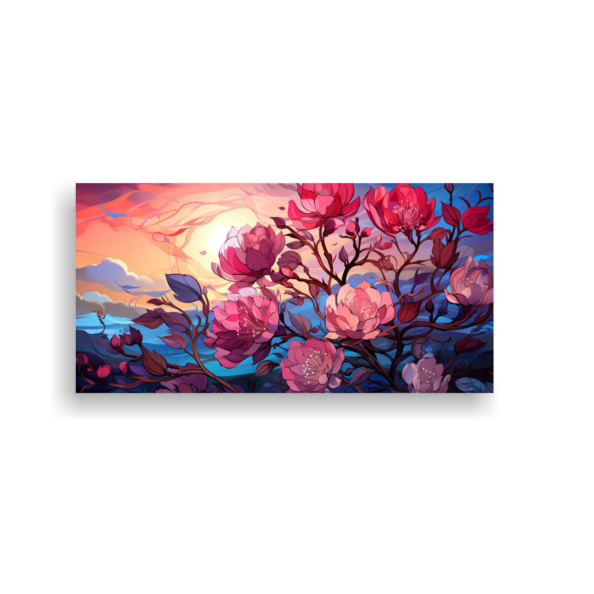 GENERICO - Cuadros Armonía De Hierbas En Rosa Y Azul 100x50 Cm