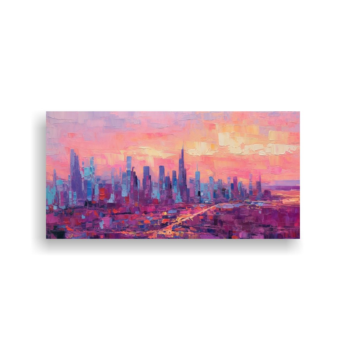 GENERICO - Cuadro Urbano De Ciudad En Lienzo Panorama De 100x50 Cm