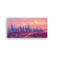 GENERICO - Cuadro Urbano De Ciudad En Lienzo Panorama De 100x50 Cm