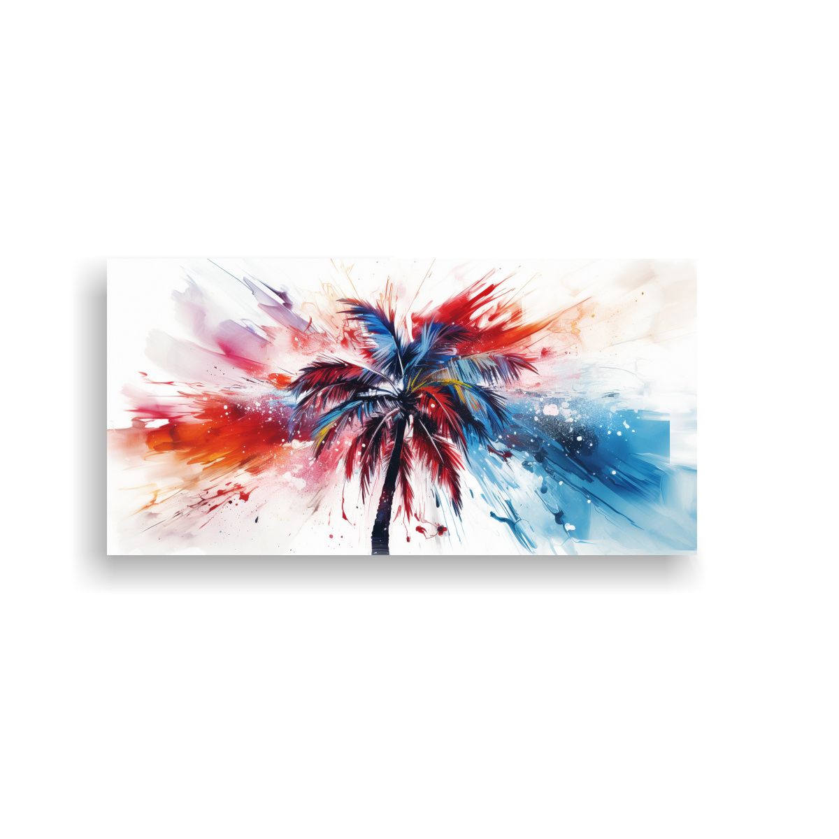 GENERICO - Pintura Abstracta De Palmera Con Colores Rojo Y 60x30 Cm