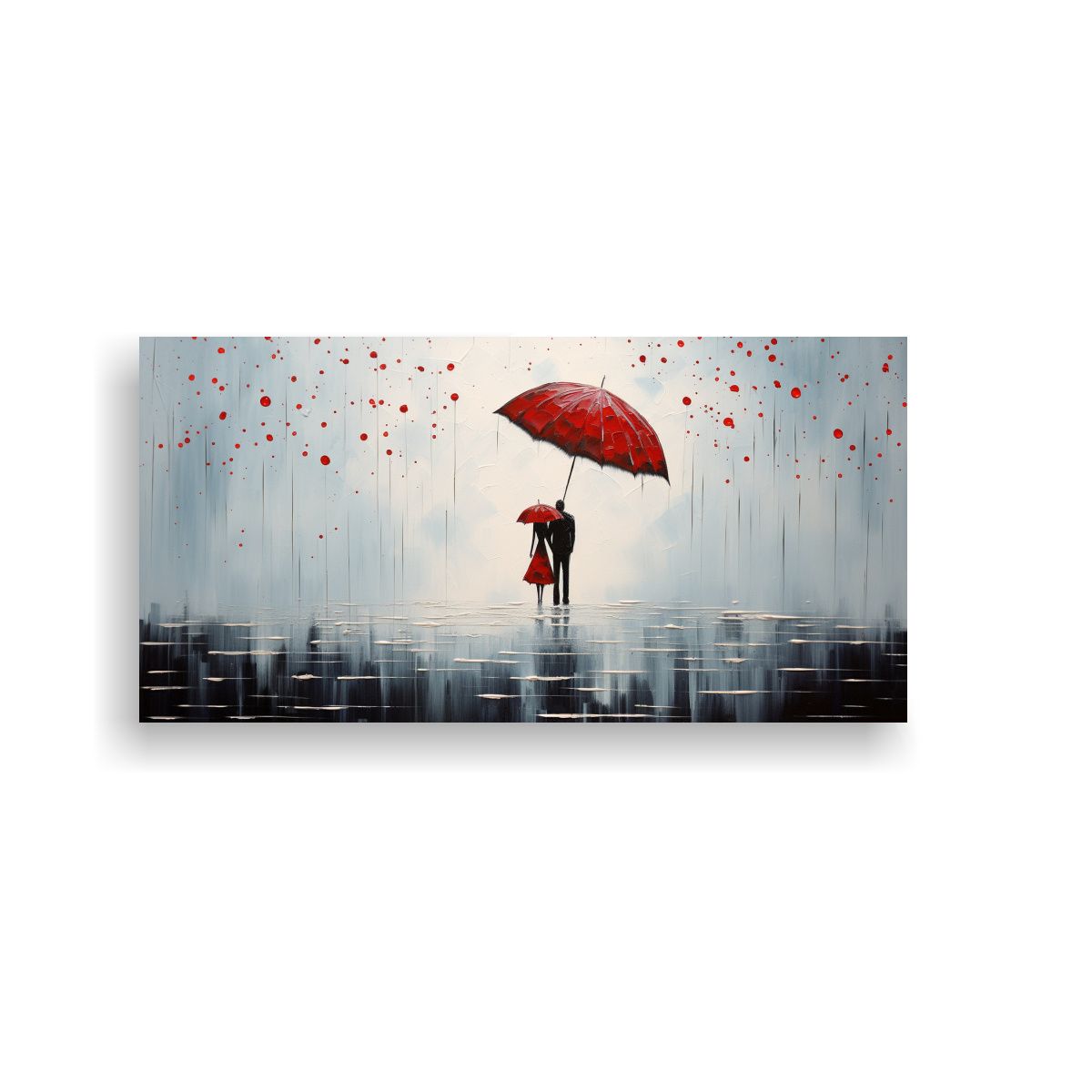 GENERICO - Lienzo Forma Multicolor Amor Bajo El Paraguas 80x40 Cm