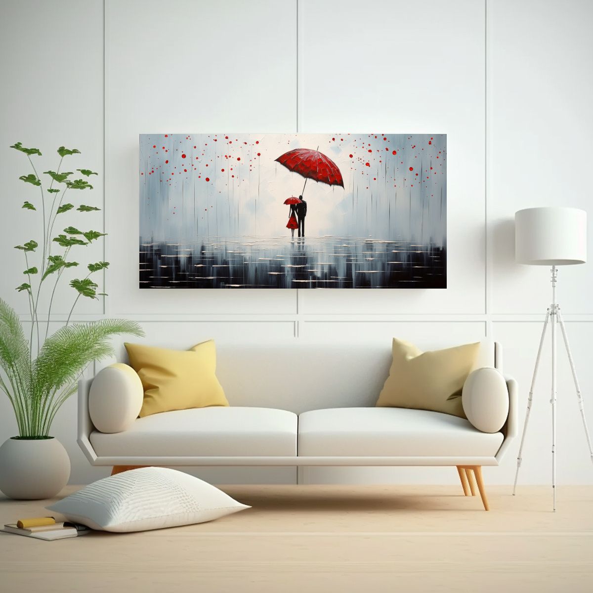 GENERICO - Lienzo Forma Multicolor Amor Bajo El Paraguas 80x40 Cm