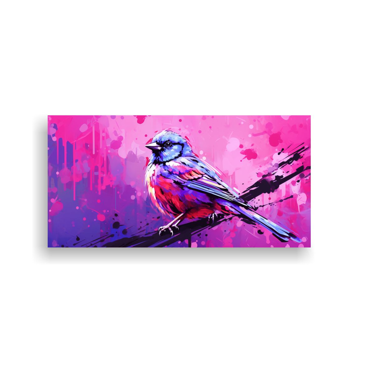 GENERICO - Cuadro En Lienzo Estilo Neo Pop Pinzón Púrpura 60x30 Cm