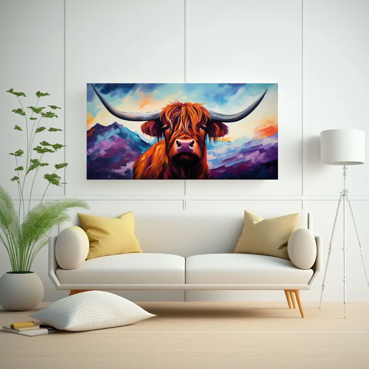 GENERICO - Cuadro Lienzo Vaca De Las Tierras Altas Estilo 80x40 Cm
