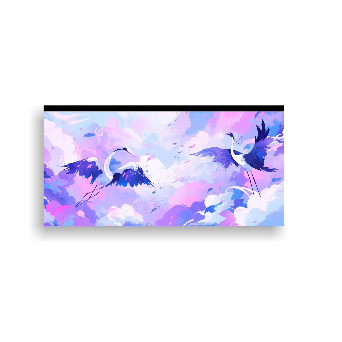 GENERICO - Pintura De Grullas En Colores Púrpura Y Azul 80x40 Cm
