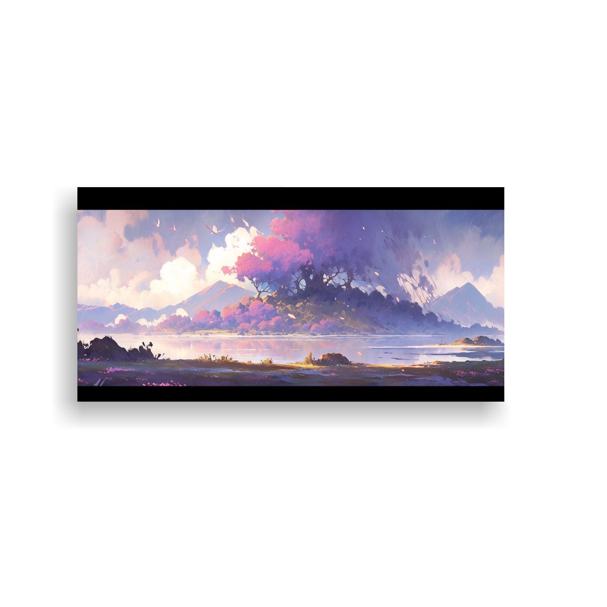 GENERICO - Pintura Abstracta Paisaje Morado Naturaleza Viva 80x40 Cm