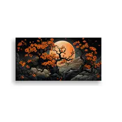 GENERICO - Cuadro Inspirador Para Comedor Con árbol Naranja 80x40 Cm