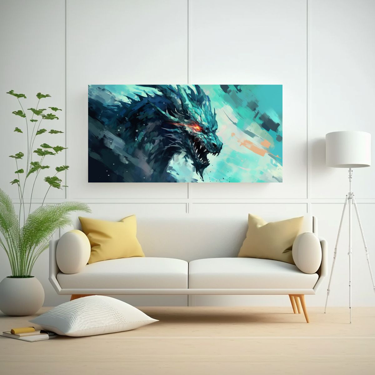 GENERICO - Lienzo De Tela Colores Dragón En Tonos Pastel Y 60x30 Cm