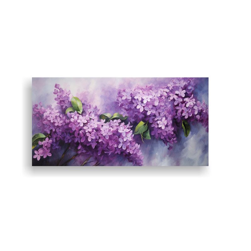 GENERICO - Pintura Abstracta De Lilas En Lienzo Detallado 100x50 Cm