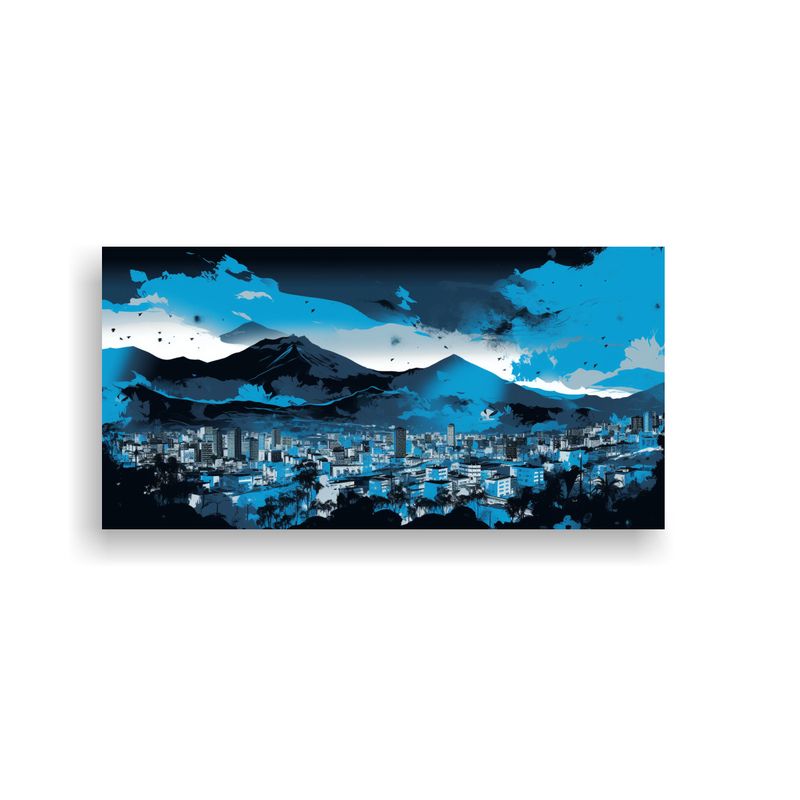 GENERICO - Pinturas Decorativas En Negro Y Azul Para Impacto 60x30 Cm