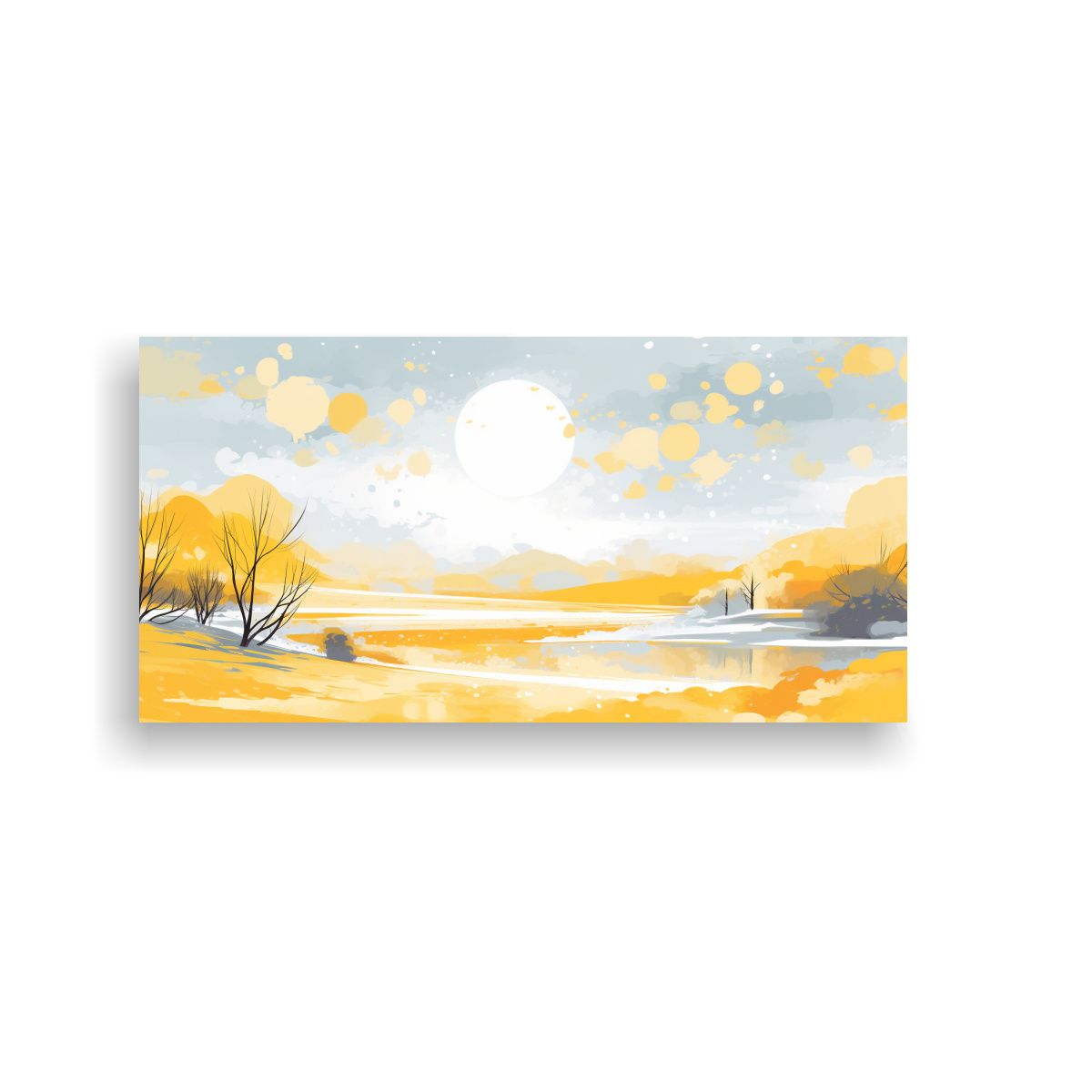 GENERICO - Cuadro Diseño Simetría Paisaje Invernal 80x40 Cm