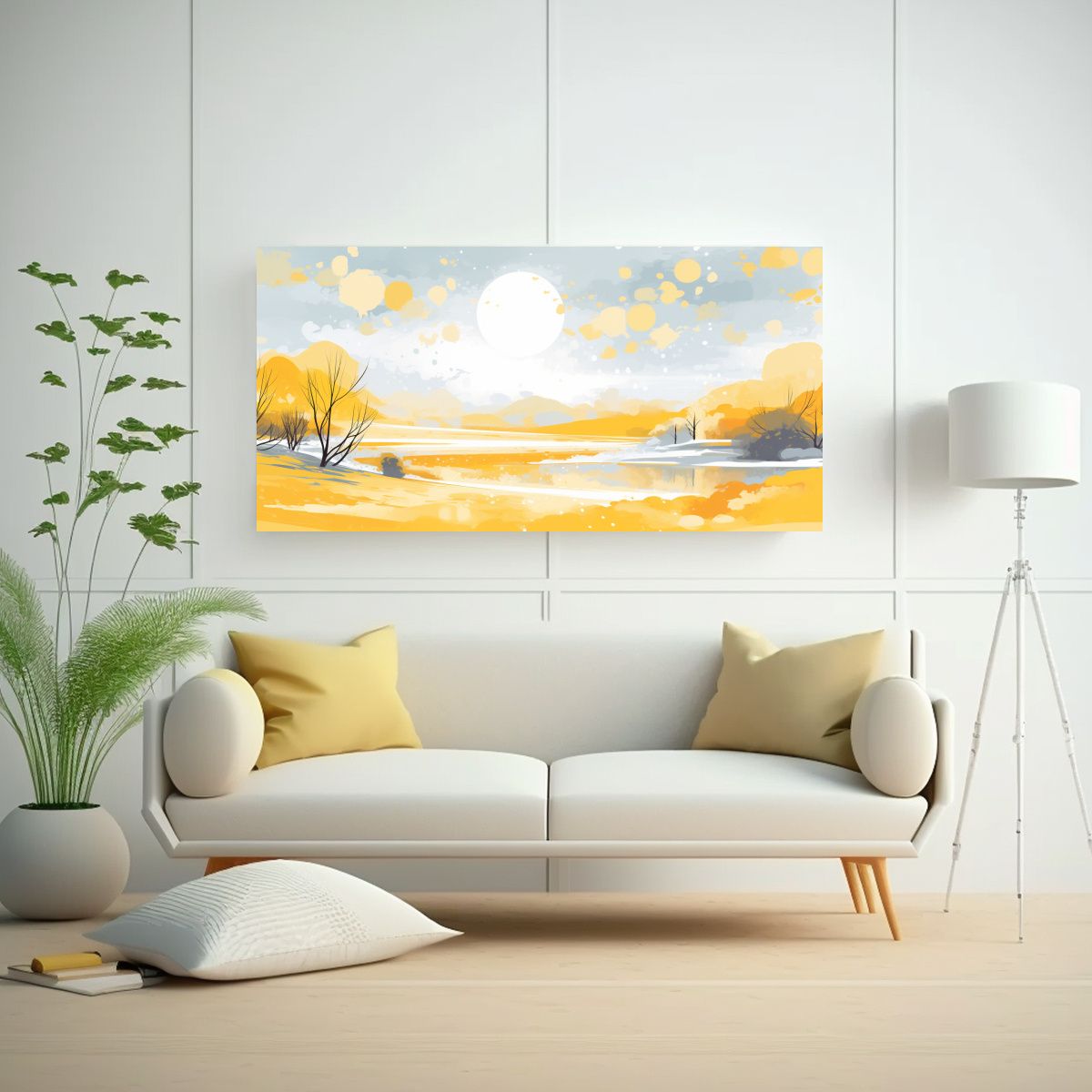 GENERICO - Cuadro Diseño Simetría Paisaje Invernal 80x40 Cm