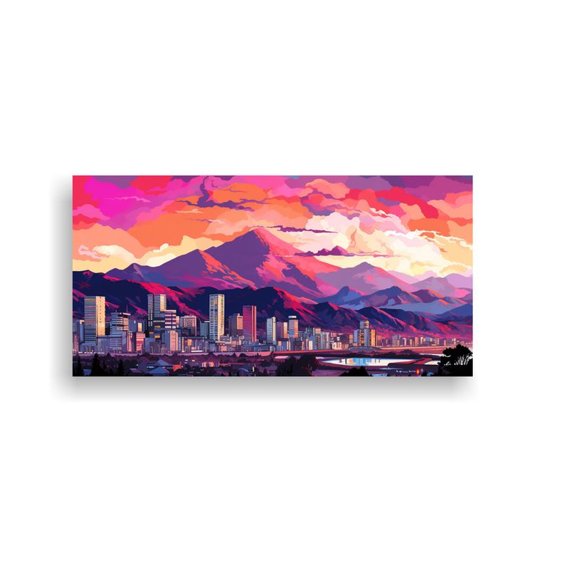 GENERICO - Cuadro Moderno Fantasía De Santiago En Chile En 80x40 Cm