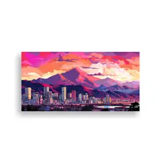 GENERICO - Cuadro Moderno Fantasía De Santiago En Chile En 80x40 Cm