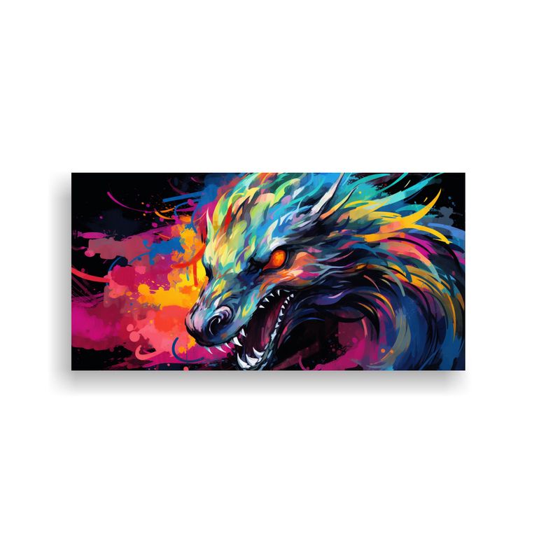 GENERICO - Pintura Fantasía Dragón Arcoíris Colores 80x40 Cm
