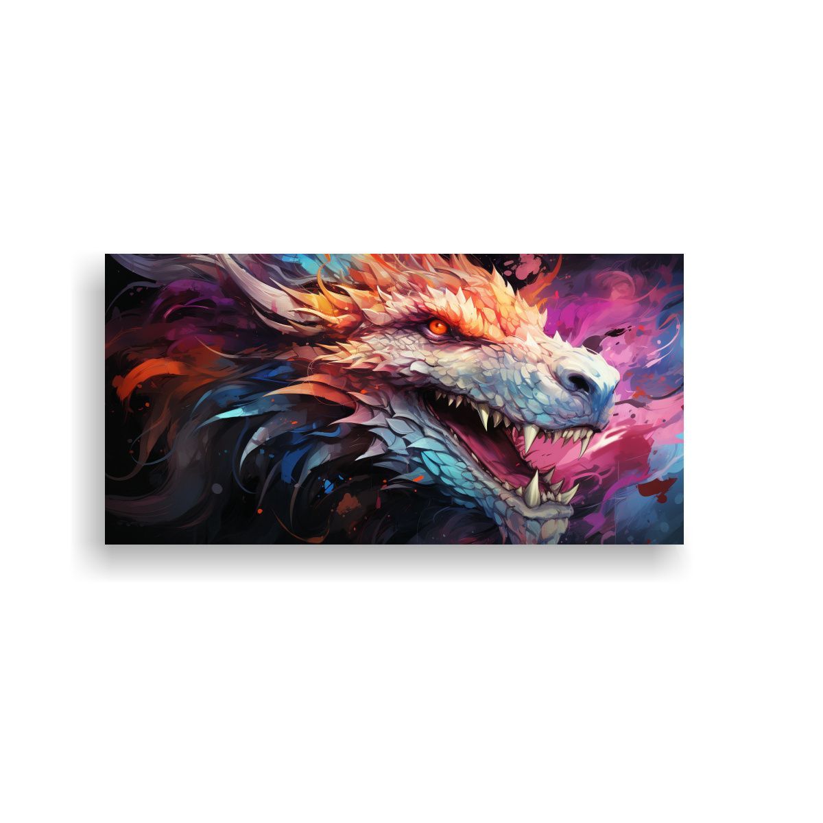 GENERICO - Cuadro Moderno Profundidad Dragón En Colores 100x50 Cm