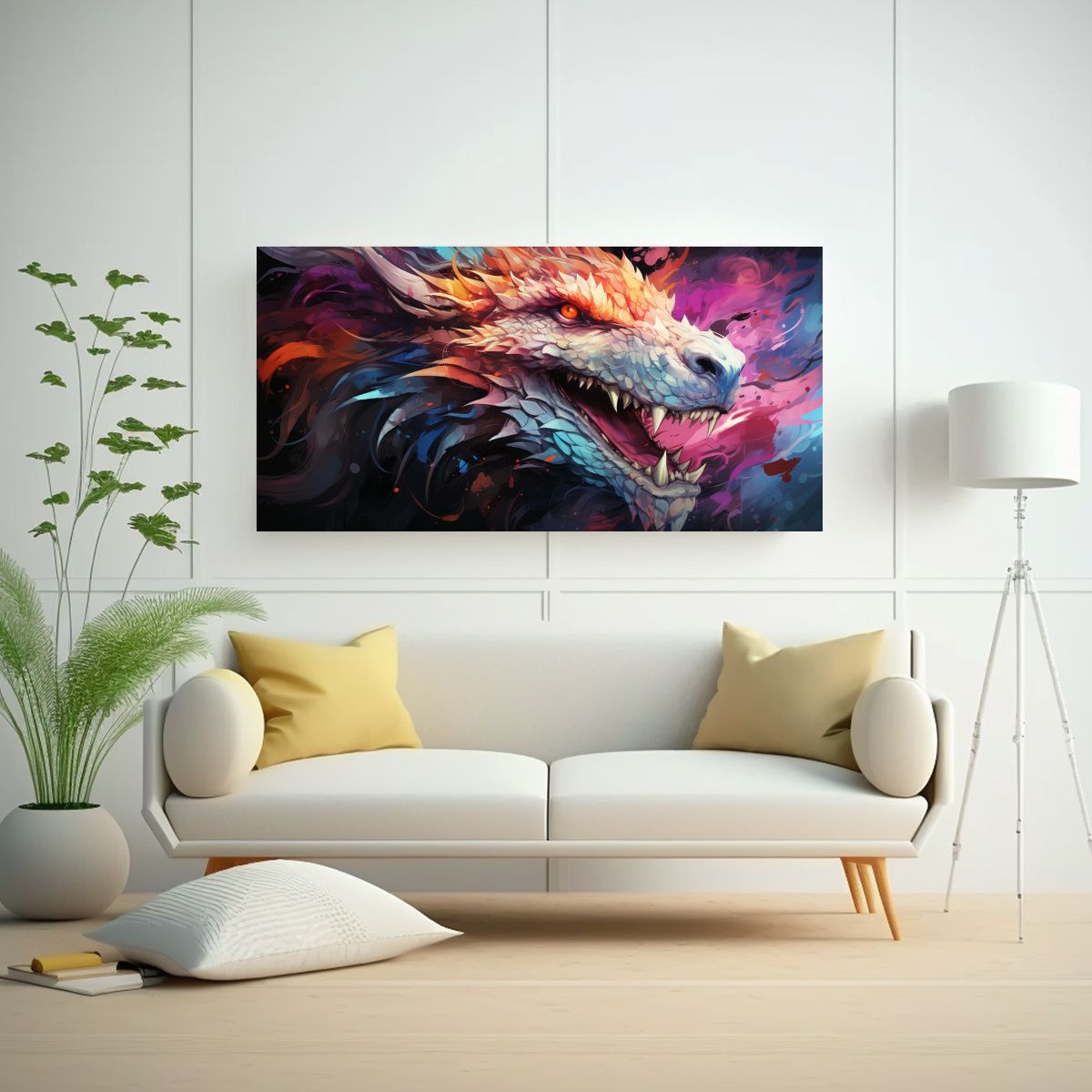 GENERICO - Cuadro Moderno Profundidad Dragón En Colores 100x50 Cm