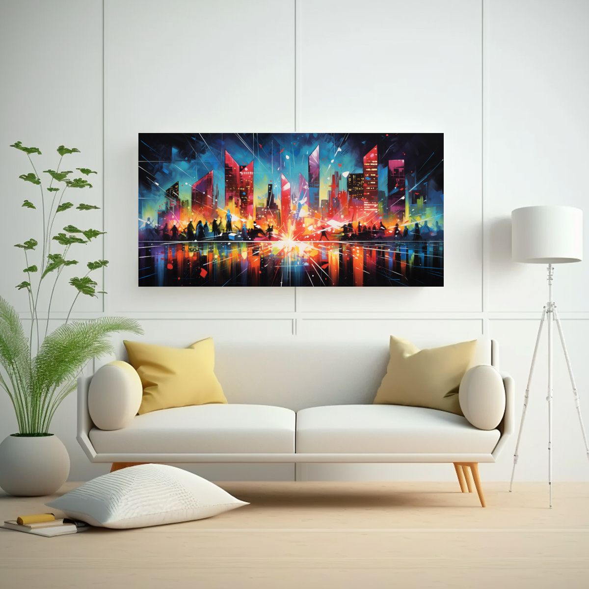 GENERICO - Pinturas Decorativas De Ciudad En Neón Vivo Con 80x40 Cm