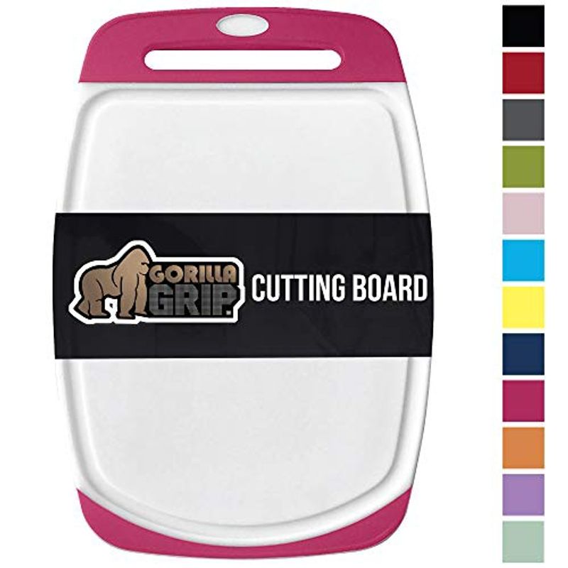 GORILLA GRIP - Tabla De Cortar Reversible Blanco Con Fucsia