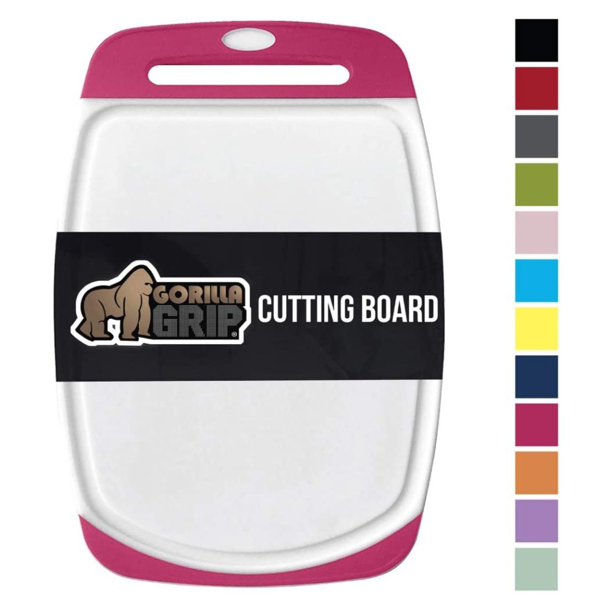GORILLA GRIP - Tabla De Cortar Reversible Blanco Con Fucsia