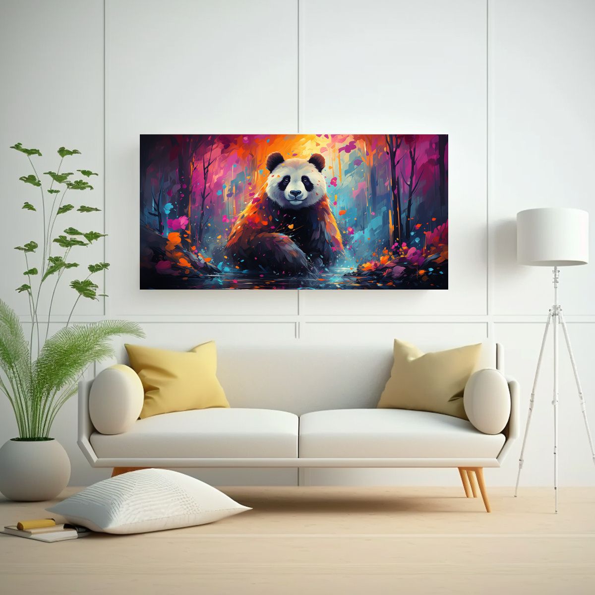 GENERICO - Cuadro De Panda Estilo Pintura Al Estilo óleo 100x50 Cm