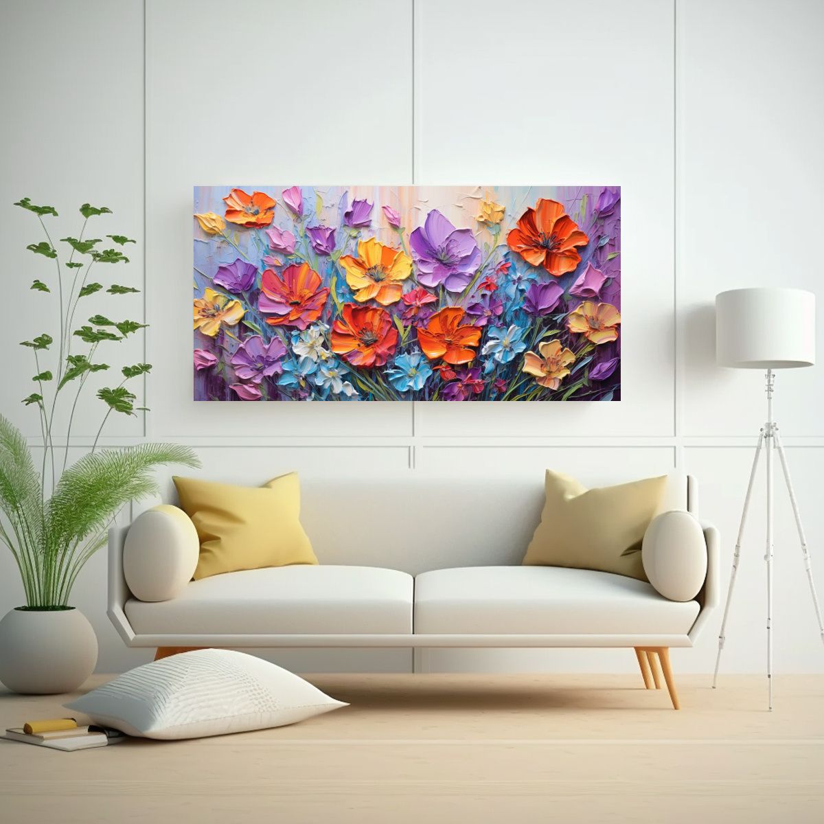 GENERICO - Cuadro Vibrante De Flores En Lienzo Estilo Vib 60x30 Cm