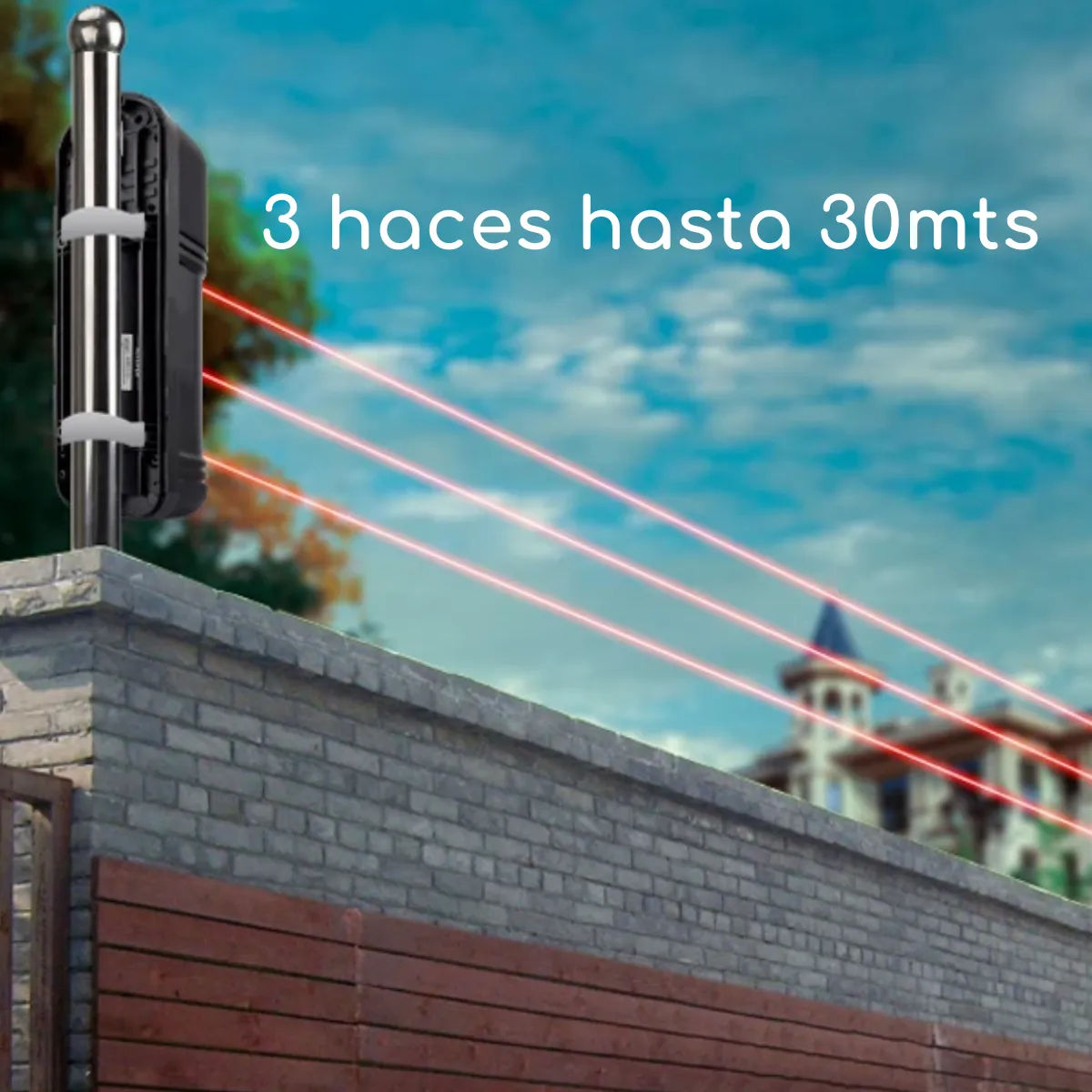D MOTICA - Sensor Barrera Perimetral IR Con Bateria y Carga Solar 433mhz-30mts