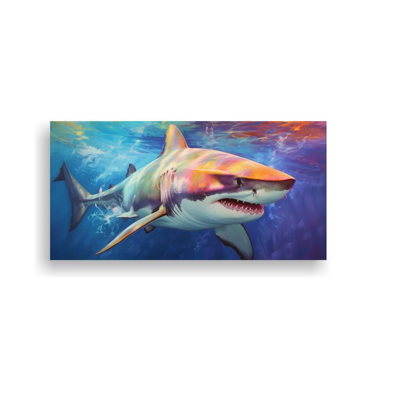 GENERICO - Cuadro Vintage De Tiburón Toro En Estilo Pintura 100x50 Cm